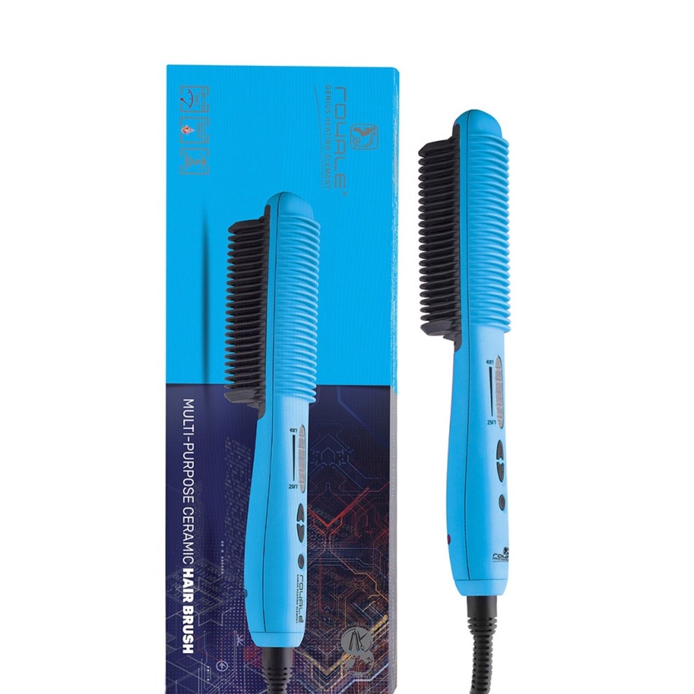 Royale Genius Heating Element Multi-Purpose Ceramic Hair Brush $500‎ Baby Blue